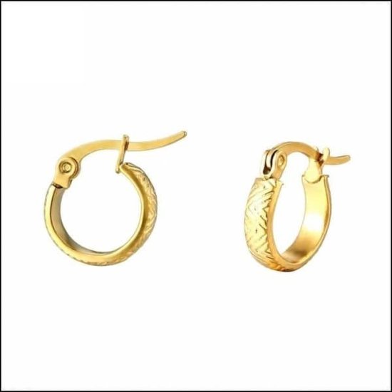 Aramat jewels ® - Bewerkte oorringetjes bolivia goudkleurig 10mm chirurgisch staal