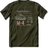 M4 Sherman leger T-Shirt | Unisex Army Tank Kleding | Dames / Heren Tanks ww2 shirt | Blueprint | Grappig bouwpakket Cadeau - Leger Groen - XL