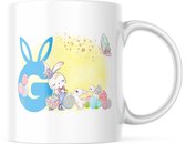 Paas Mok konijnen oren pasen G blauw | Paas cadeau | Pasen | Paasdecoratie | Pasen Decoratie | Grappige Cadeaus | Koffiemok | Koffiebeker | Theemok | Theebeker
