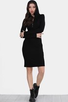 HASVEL- Zwarte jurk- Maat L- Jurk met capuchon-Mini jurk- HASVEL- Black dress- Size L- Hoodie dress-Mini dress