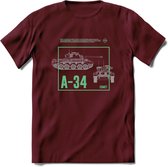 A34 Comet leger T-Shirt | Unisex Army Tank Kleding | Dames / Heren Tanks ww2 shirt | Blueprint | Grappig bouwpakket Cadeau - Burgundy - XXL