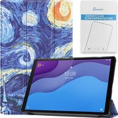 Case2go - Tablet hoes & Screenprotector geschikt voor Lenovo Tab M10 (TB-X306F) - 10.1 Inch - Auto Wake/Sleep functie - Sterrenhemel