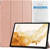 Case2go - Tablet hoes & Screenprotector geschikt voor Samsung Galaxy Tab S8 Plus - 12.4 Inch - Auto Wake/Sleep functie - Rosé-Goud