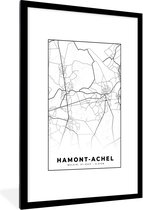 Fotolijst incl. Poster Zwart Wit- Kaart – Plattegrond – Stadskaart – Hamont Achel – België – Zwart Wit - 80x120 cm - Posterlijst