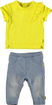 BESS - kledingset - 2delig - Jegging Jogdenim - shirt geel ruffles - Maat 50