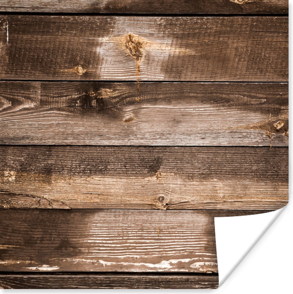 Poster Planken - Hout - Donker - 75x75 cm