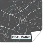 Poster België – Beauraing – Stadskaart – Kaart – Blauw – Plattegrond - 75x75 cm