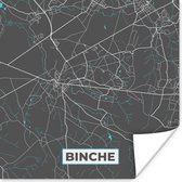 Poster Plattegrond – Binche – Blauw – Stadskaart - Kaart - 30x30 cm