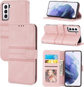 Samsung Galaxy S22 Telefoonhoesje | PU Leren Bookcase | Pasjeshouder | Tas | Roze