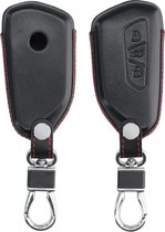 kwmobile autosleutelhoes geschikt voor VW Golf 8 3-knops autosleutel - Hoesje voor autosleutel in zwart / rood - Leren hoes
