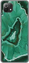 Telefoonhoesje Geschikt voor Xiaomi Mi 11 Lite hoesje - Marmer print - Groen - Goud - Siliconen Telefoonhoesje
