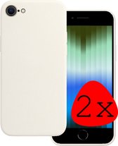 Hoes voor iPhone SE 2022 Hoesje Silicone Case - Hoes voor iPhone SE 2022 Hoes Cover - 2 Stuks - Wit