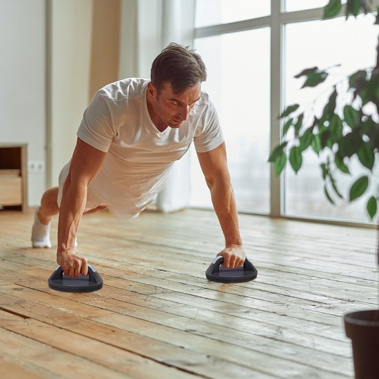 Relaxdays push-up support lot de 2 - poignées push-up - rotatives - avec genouillère