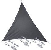 Premium kwaliteit schaduwdoek/zonnescherm Shae driehoek grijs 4 x 4 x 4 meter - inclusief bevestiging haken set