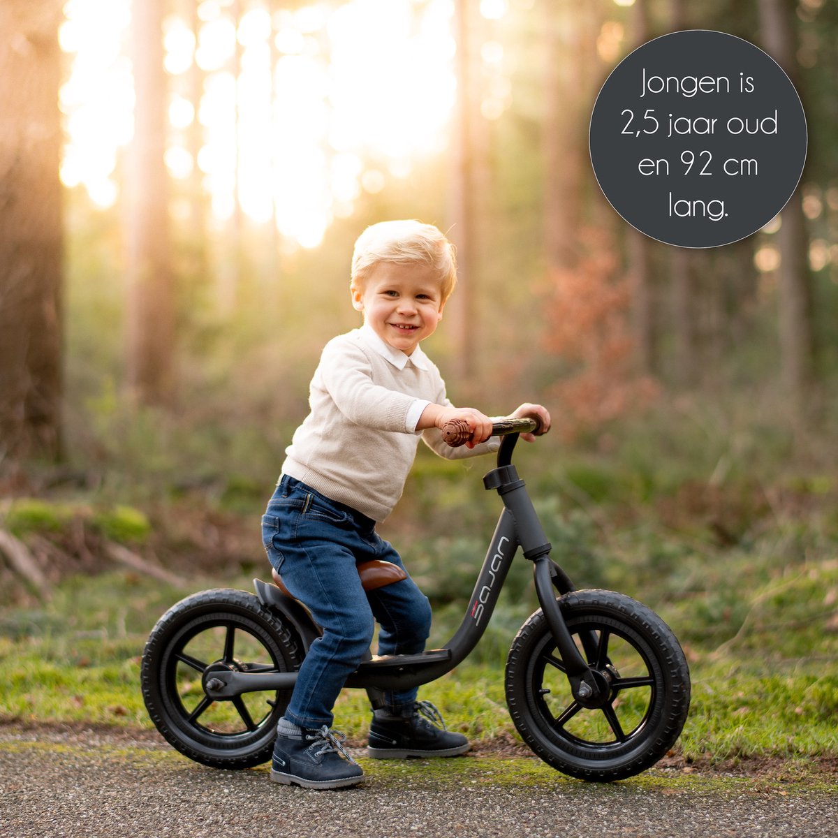 Sajan Loopfiets - Balance Bike - Jongens en Meisjes - Loopfiets 2 Jaar - Buitenspeelgoed - Mat-Oker — afbeelding 2