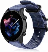 Nylon Smartwatch bandje - Geschikt voor  Amazfit GTR 3 - Pro nylon gesp band - blauw - GTR 3 & GTR 3 Pro - Strap-it Horlogeband / Polsband / Armband