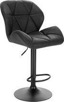 Kamyra® Industriële Lederen Barkruk - Barstoelen met Rugleuning - Verstelbare Zithoogte 60 - 82 cm – Zwart 50 x 40 cm