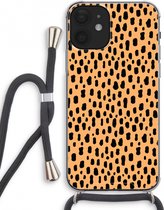 Case Company® - iPhone 12 mini hoesje met Koord - Panter - Telefoonhoesje met Zwart Koord - Extra Bescherming aan alle Kanten en Over de Schermrand