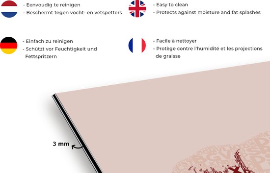 Spatscherm keuken 70x50 cm - Kookplaat achterwand Paard - Letters - Roze - Meisjes - Kinderen - Meiden - Muurbeschermer - Spatwand fornuis - Hoogwaardig aluminium