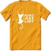 Crazy Cat Lady - Katten T-Shirt Kleding Cadeau | Dames - Heren - Unisex | Kat / Dieren shirt | Grappig Verjaardag kado | Tshirt Met Print | - Geel - XXL