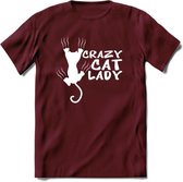 Crazy Cat Lady - Katten T-Shirt Kleding Cadeau | Dames - Heren - Unisex | Kat / Dieren shirt | Grappig Verjaardag kado | Tshirt Met Print | - Burgundy - L