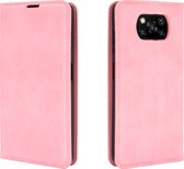 POCO X3 Pro Hoesje - Mobigear - Retro Slim Serie - Kunstlederen Bookcase - Roze - Hoesje Geschikt Voor POCO X3 Pro