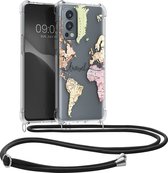 kwmobile telefoonhoesje geschikt voor OnePlus Nord 2 5G - Hoesje met telefoonkoord - Back cover voor smartphone - Case in zwart / meerkleurig / transparant
