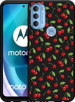 Motorola Moto G71 Hoesje Zwart Kersen - Designed by Cazy