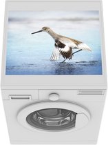 Wasmachine beschermer mat - Een willet die net in het water is geland - Breedte 55 cm x hoogte 45 cm