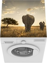 Wasmachine beschermer mat - Olifant en kalf savanne - Breedte 60 cm x hoogte 60 cm
