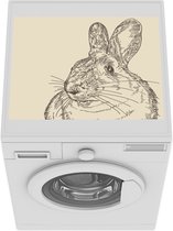Wasmachine beschermer mat - Vintage illustratie van een konijn - Breedte 55 cm x hoogte 45 cm