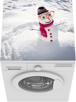 Wasmachine beschermer mat - Sneeuwpop met bril - Breedte 60 cm x hoogte 60 cm