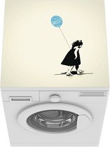 Wasmachine beschermer mat - Kinderillustratie van een meisje met een blauwe ballon - Breedte 60 cm x hoogte 60 cm