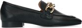 Manfield - Dames - Zwarte leren loafers met chain - Maat 40