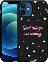 iPhone 12/12 Pro Hoesje Zwart Good Things Are Coming - Designed by Cazy