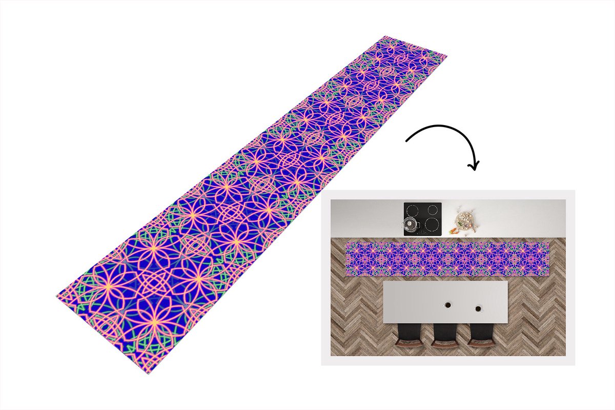 KitchenYeah Keukenloper - Keukenmat - Bloemen - Neon - Patroon - Keuken vloerkleed Multicolor