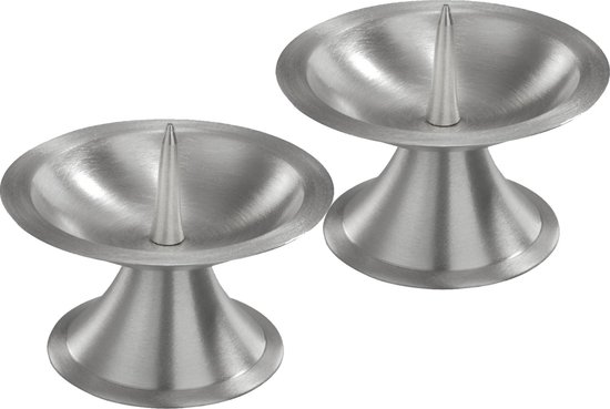 2x Bougeoirs de luxe en métal argenté pour bougies piliers de 5-6 cm - Bougeoir pilier - Bougeoir / bougies standard - Bougeoir pour bougies piliers - Accessoires pour la maison