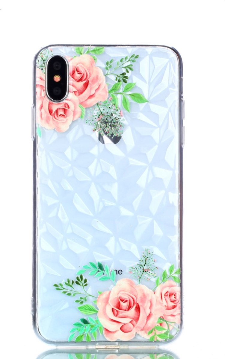 Peachy Diamant hoesje TPU iPhone XS Max Case - Bloemen