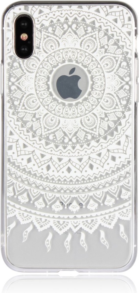 Peachy Doorzichtig Mandala iPhone X XS hybride TPU hardcase hoesje - Wit