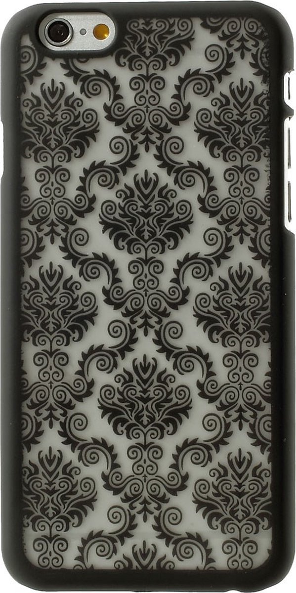 Peachy Zwart Barok hoesje geschikt voor iPhone 6 6s hardcase case henna damask flower