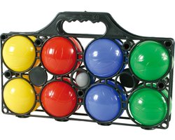 foto van Jeu de boules set - 8 gekleurde ballen - 1 but - in draagtas - Kaatsbal - Petanque - Cochonnette - Boulen - Sportief/actief buitenspeelgoed