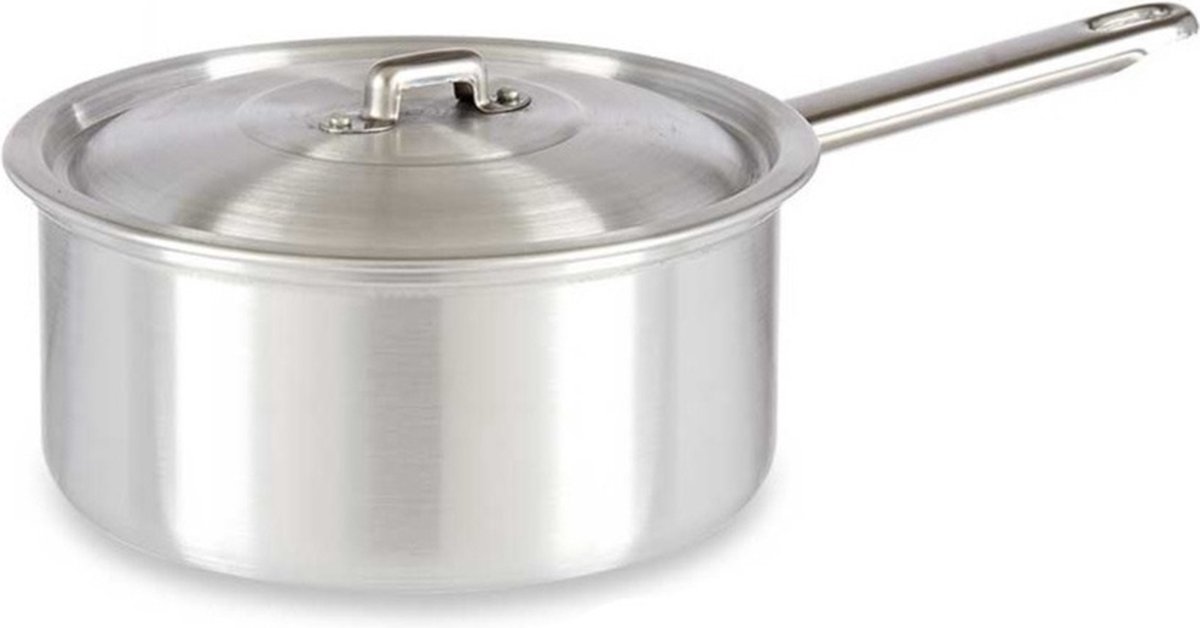 Steelpan/sauspan/juspan zilverkleurig 35 x 20 x 12 cm van 2 liter aluminium - Met handige deksel - Kookpannen