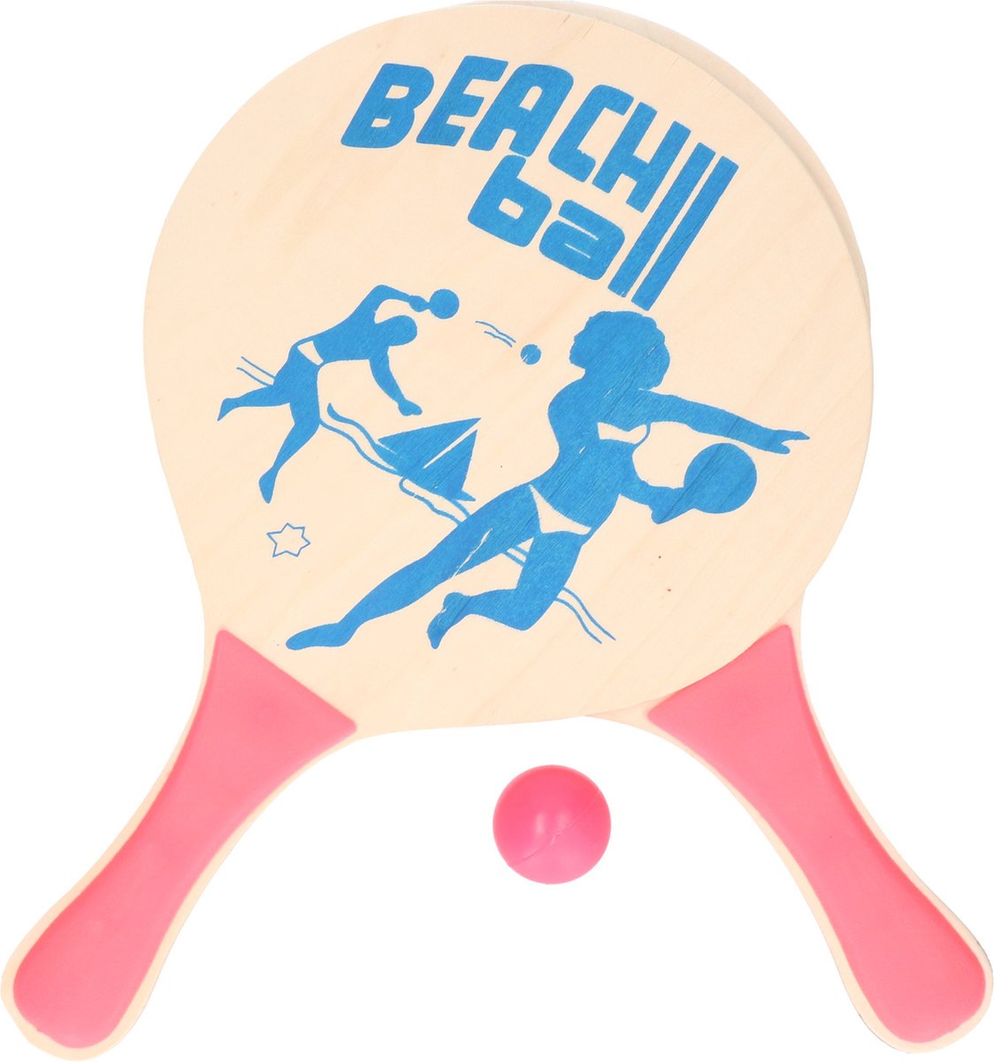 T & F Creations Beachball spel - hout - set in het oranje - rackets en bal - strand sporten