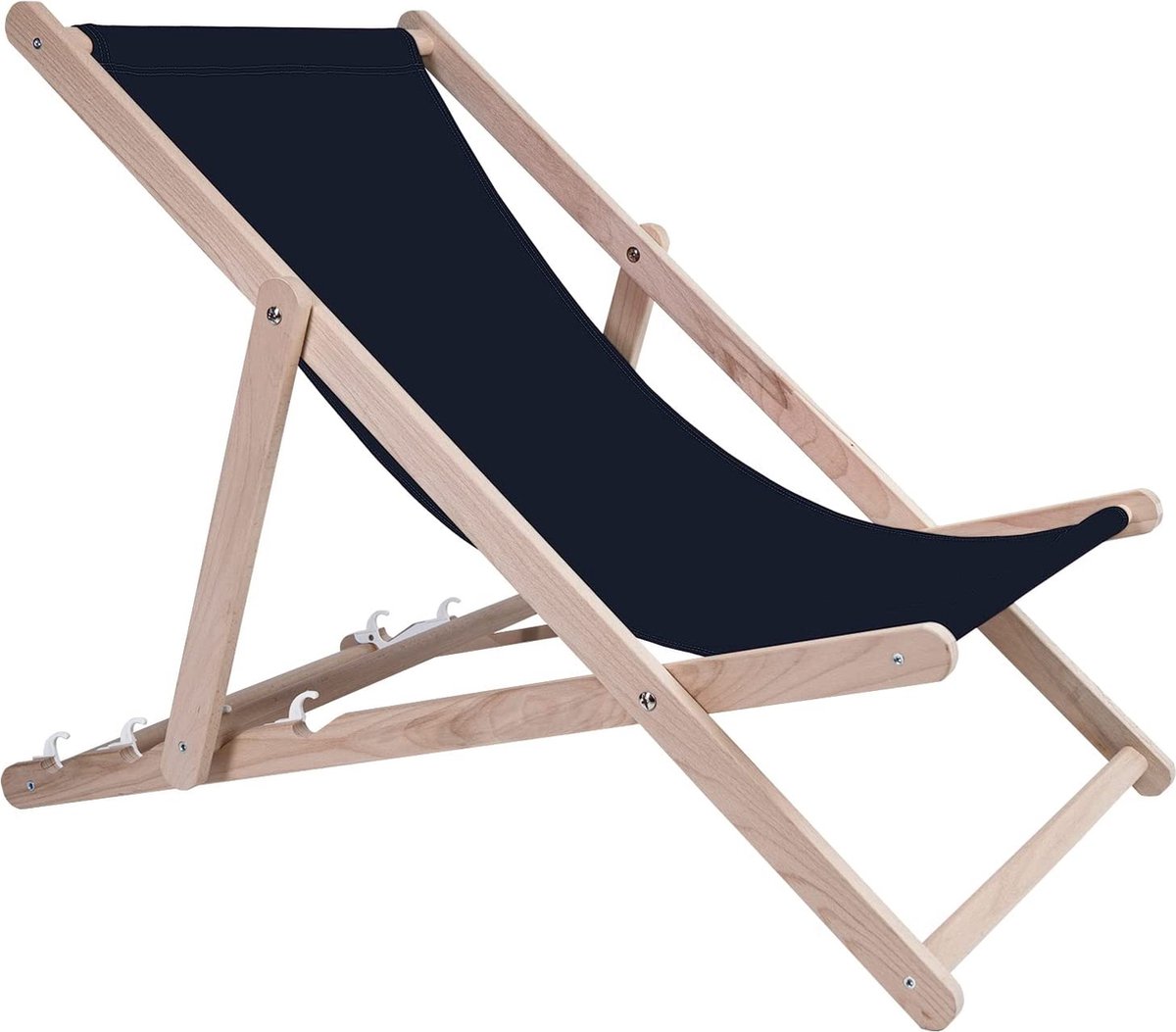 Strandstoel Holtaz Sam - Inklapbaar - Hout - Comfortabele zonnebed - ligbed met verstelbare lighoogte - marine