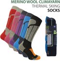 Norfolk Skisokken - 1 paar - Merino wol Climayarn - Warm en Droog Thermo Skisokken met Zonedemping - Maat 47-50 - Blauw - Aspen