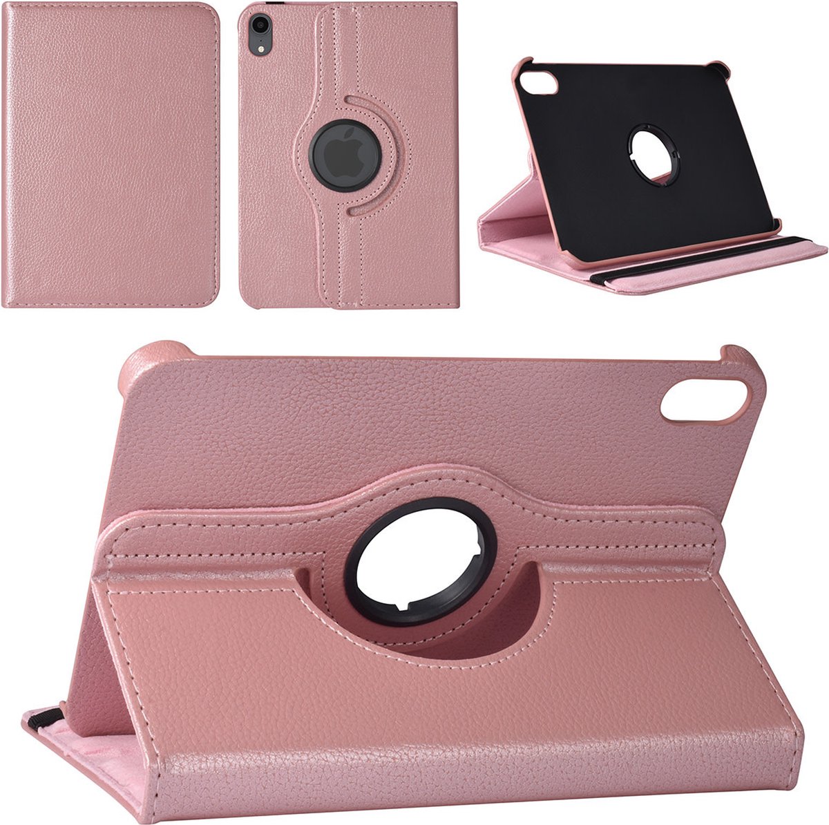 iPad Mini 2021 Book Case Tablethoes - Rose Gold - 360 graden draaibaar