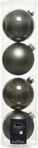 4x stuks kerstballen antraciet (warm grey) van glas 10 cm - mat/glans - Kerstversiering/boomversiering