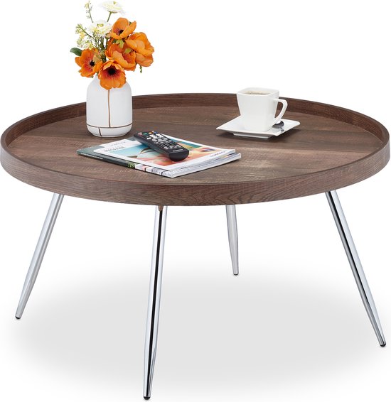 Table d'appoint ronde Relaxdays - table basse - table basse de salon - design vintage - L