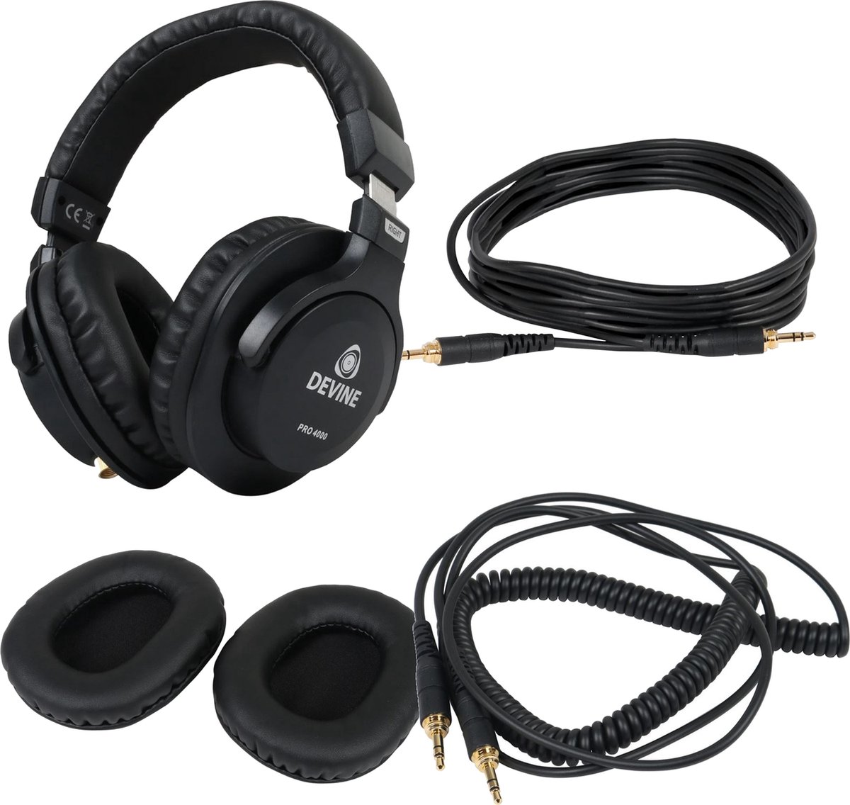 Devine PRO 4000 hoofdtelefoon + reserve oorkussens & kabels