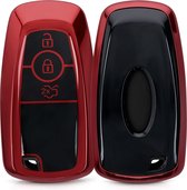 kwmobile autosleutel hoesje compatibel met Ford 3-knops autosleutel smart - autosleutel behuizing in hoogglans rood